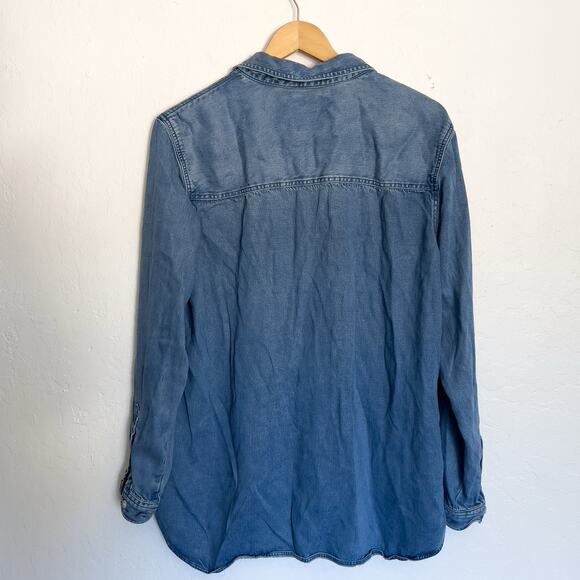 Abercrombie & Fitch Shirt XL Boyfriend Chambray Denim Button Lyocell Blue - Picture 2 of 5